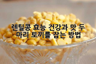 렌틸콩 효능: 건강과 맛, 두 마리 토끼를 잡는 방법!