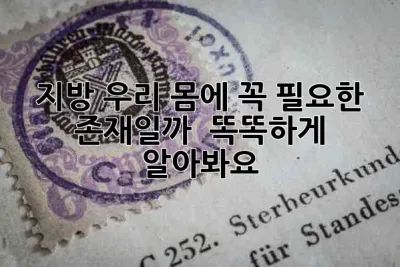 지방, 우리 몸에 꼭 필요한 존재일까? 🤔 똑똑하게 알아봐요!